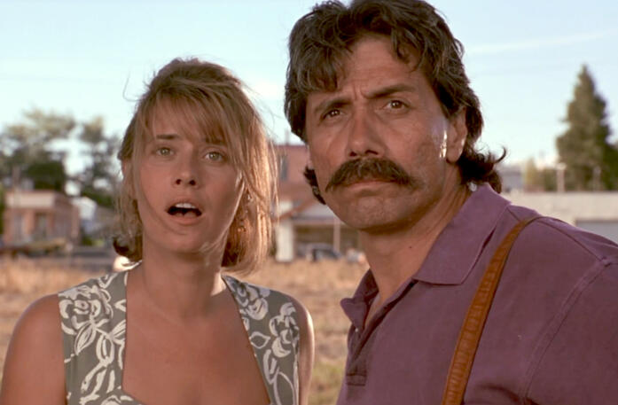 3 Lorraine Bracco and Edward James Olmos looking shocked in Talent for the Game.