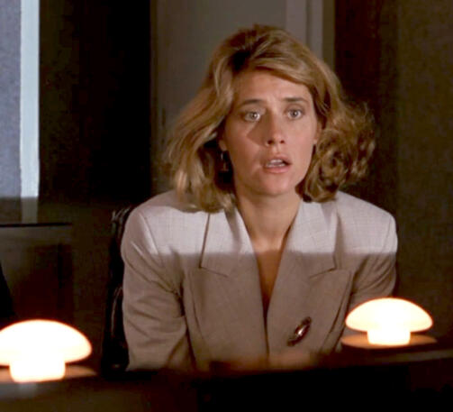 5 Lorraine Bracco as Bobbie eagerly watching the game in Talent for the Game.