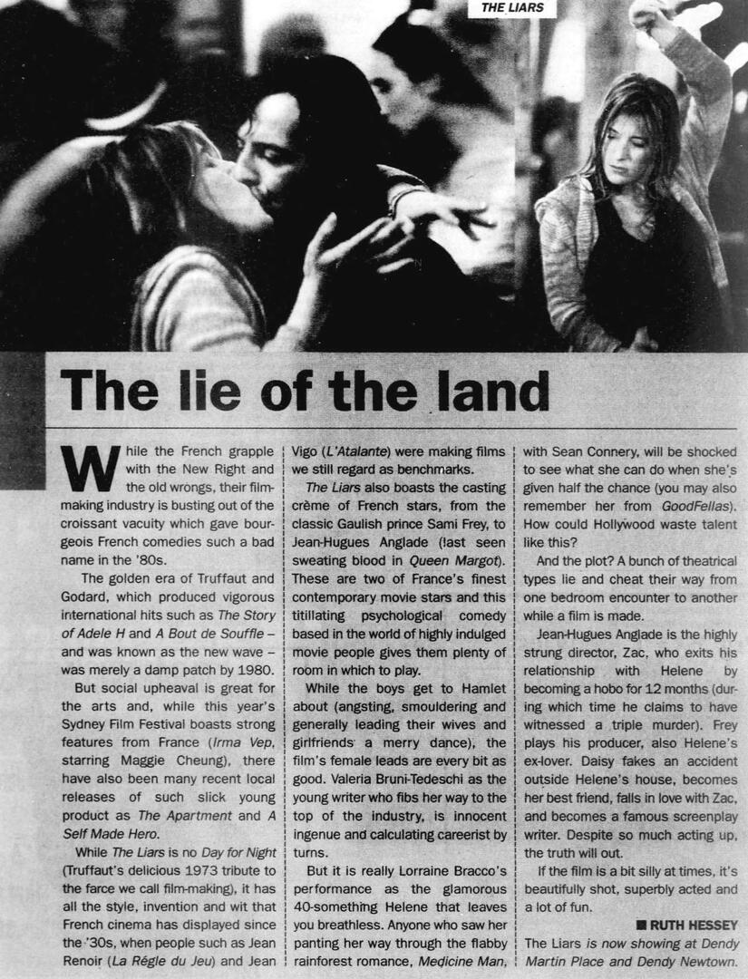 Interview magazine spread featuring Lorraine Bracco as Delores del Ruby in Even Cowgirls Get the Blues. She poses in western attire holding a whip with a horse and desert rocks behind her. Includes a quote from Tom Robbins' novel.